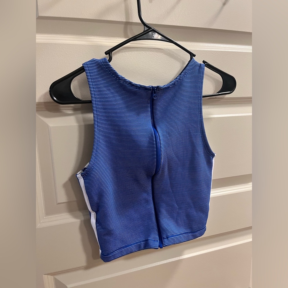 adidas Blue Ribbed Crop Top - Picture 2 of 3